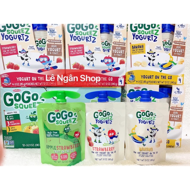 [HÀNG MỸ BAY AIR] Sữa chua trái cây cho bé ăn dặm Gogo Squeeze 85gr.