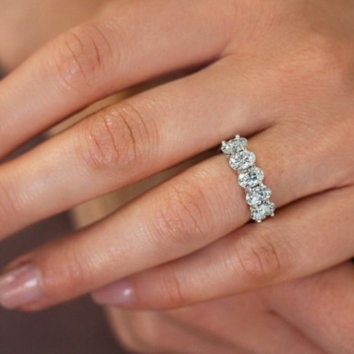 Nhẫn nữ bạc Ý S925 MiASJ N187 đính đá hình trám sang trọng, cao cấp