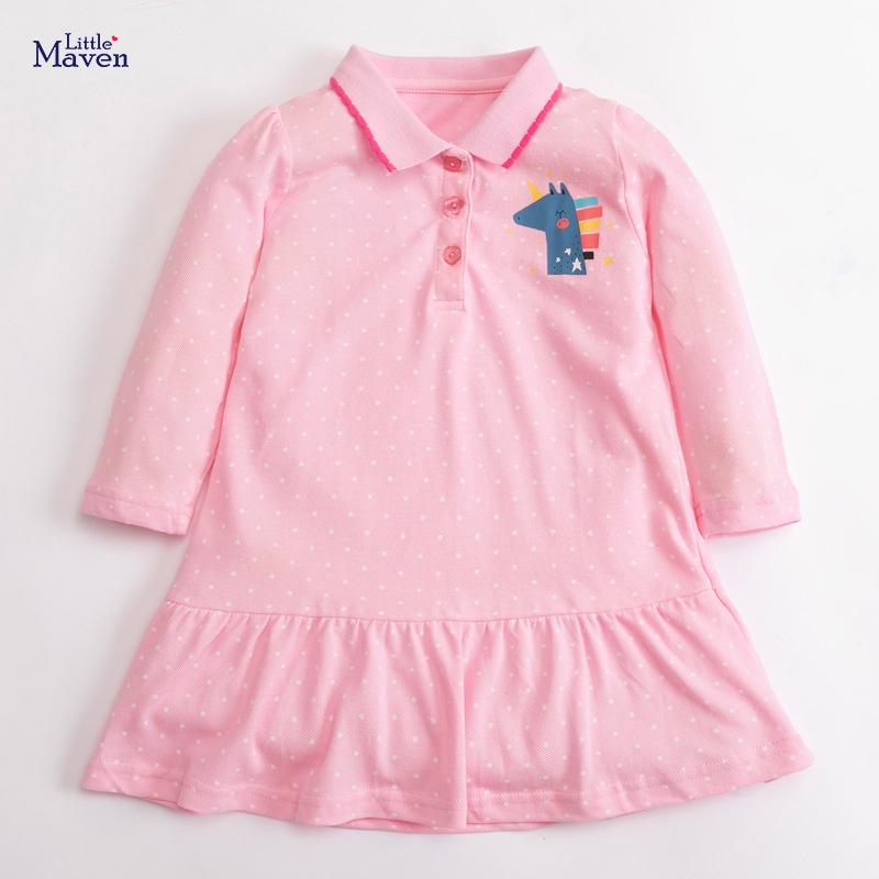 Little Maven VÁY POLO BÉ GÁI DÀI TAY SIÊU XINH ĐỦ SIZE TỪ 2-7T