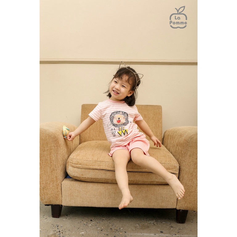 [CHÍNH HÃNG]Bộ cộc tay quần đùi trẻ em cúc bấm cổ tiện lợi họa tiết xiếc sư tử SS240 La Pomme
