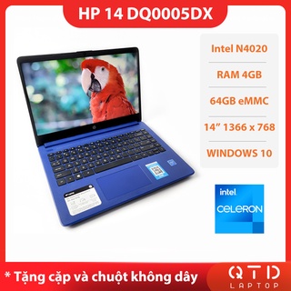 Laptop HP 14 DQ0005DX Intel N4020/4GB/64GB eMMC/14″ HD/Win 10 – Học online