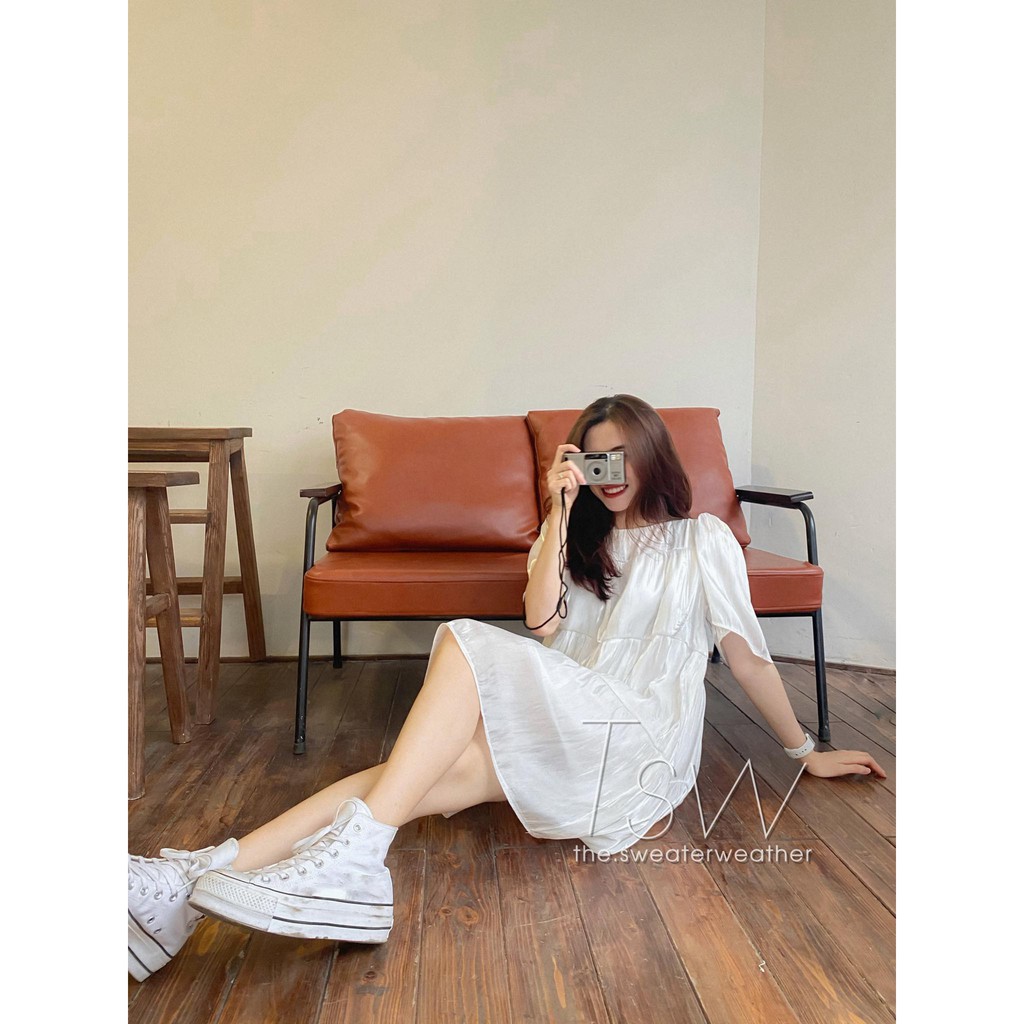 Váy babydoll xoè lụa bóng (Ảnh thật) | BigBuy360 - bigbuy360.vn