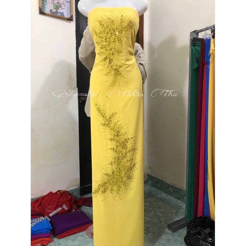 Vải áo dài chiffon hoa nhí vàng