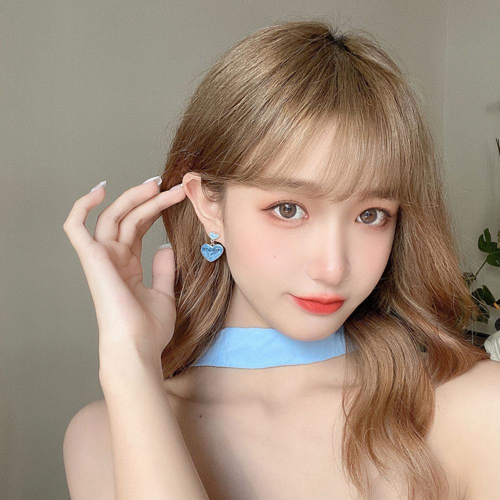 Khuyên Tai Hình Trái Tim Màu Xanh Dương Thanh Lịch Thời Trang Cho Nữ
