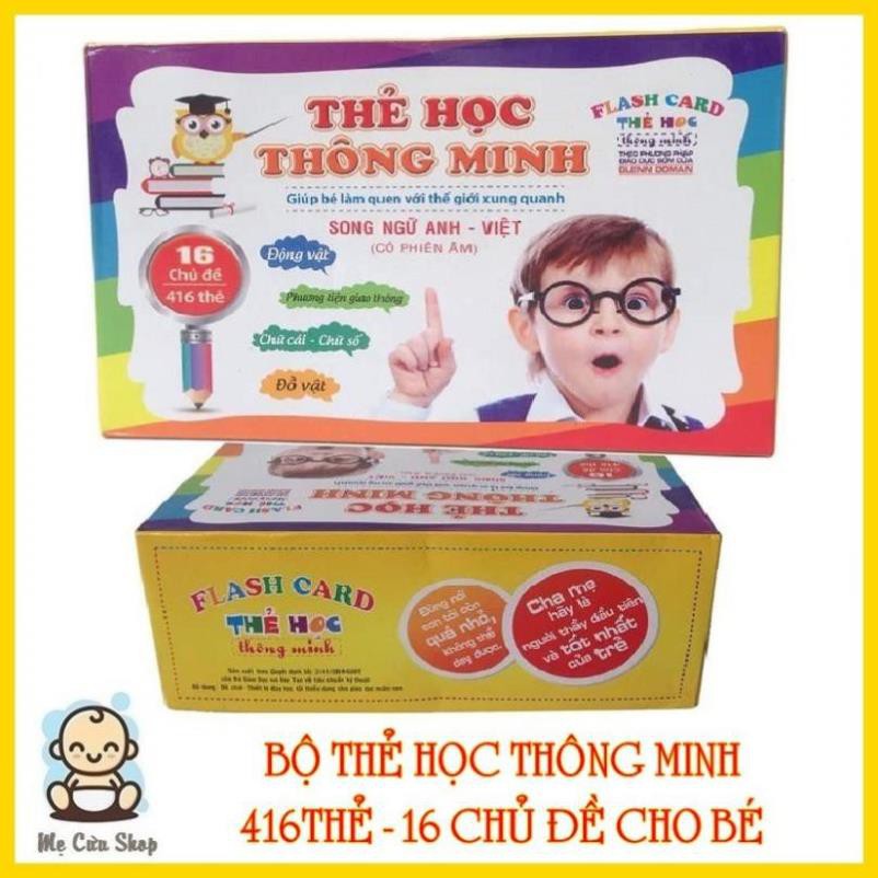 [Giá Tốt] Bộ Thẻ Học Thông Minh 416 Thẻ - 16 Chủ Đề Song Ngữ Anh - Việt Cho Bé