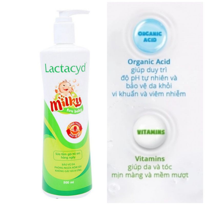 Sữa tắm gội trẻ em Lactacyd Milky 500ml