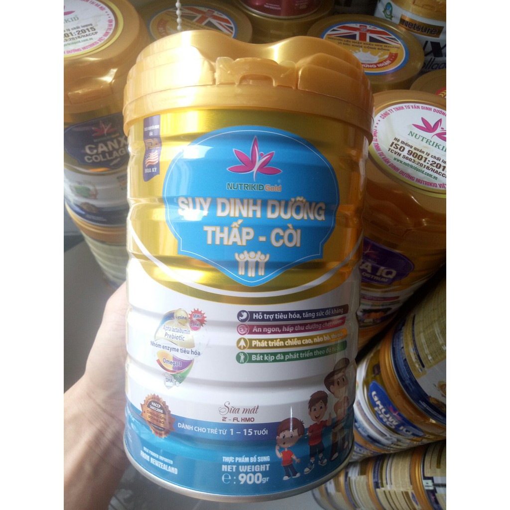 Sữa bột Nutrikidgold dinh dưỡng hiệu quả cho trẻ suy dinh dưỡng thấp còi 900g/lon