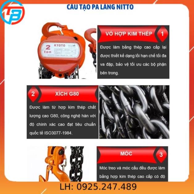 Palang pa lăng xích kéo tay Kyoto sản xuất theo tiêu chuẩn Japan 1 tấn - 3 tấn - CÁP THÉP Thái Bình Vina