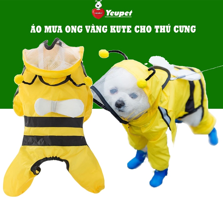 Áo mưa ong vàng cho chó 2 lớp oxford, lưới thoáng khí chất liệu cao cấp YEUPET