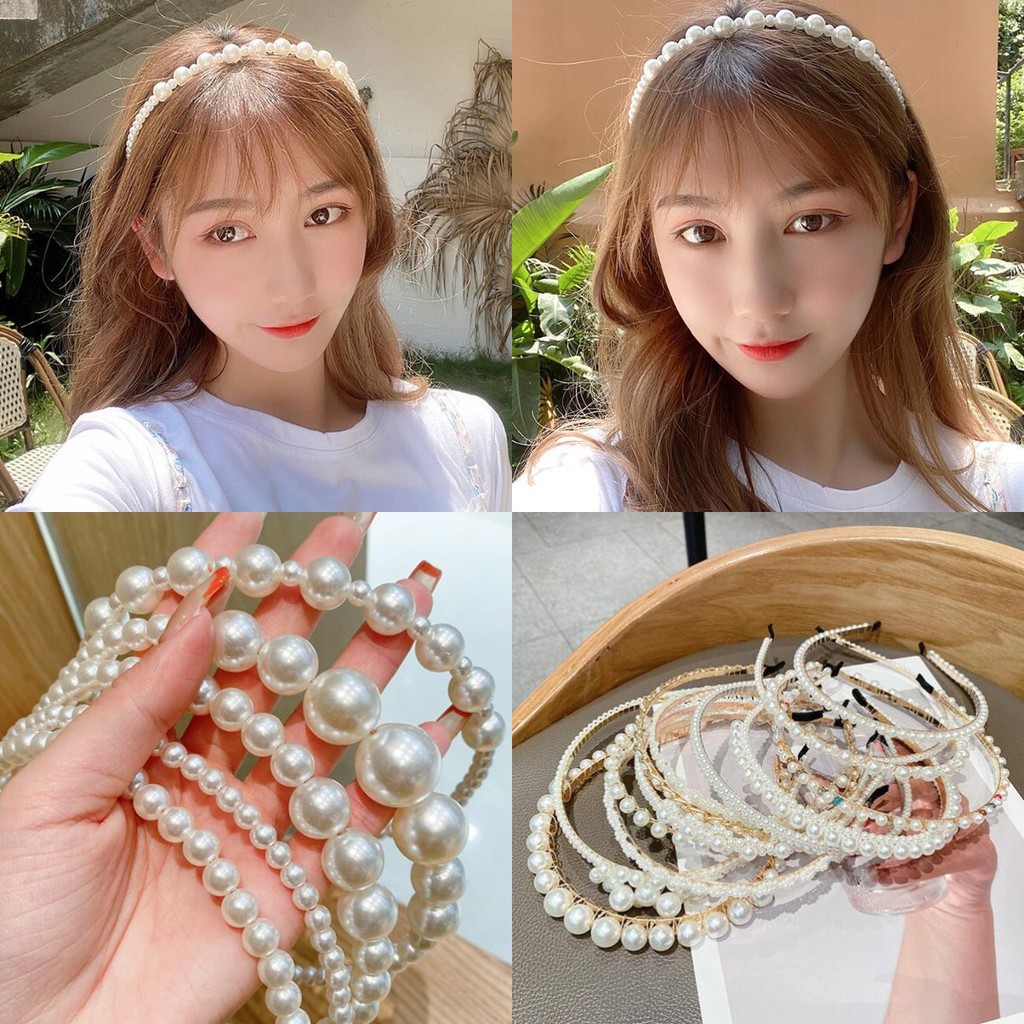 Cài tóc đính ngọc trai giả đơn giản phong cách Hàn Quốc