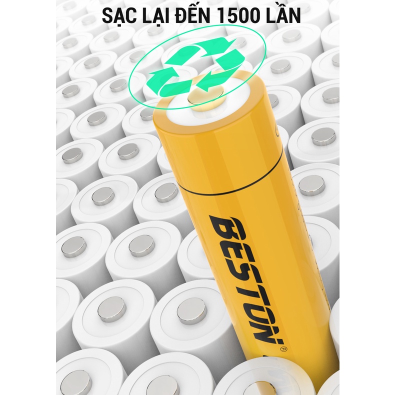 Vỉ 4 viên pin tiểu sạc 1.5V 3500mWh AA (2A) Lithium Ion Beston 1.5V cao cấp Dung lượng cao