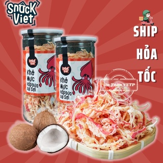 2 khô mực hấp dừa xé sợi snackviet - hũ 300g đồ ăn vặt sài gòn, cực ngon cực rẻ 😱