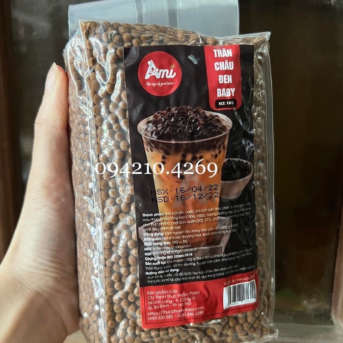 Trân Châu Đen Mini AMI BABY gói 1kg size 0.8mm- NẤU NHANH VÀ LẠ MIỆNG- Nguyên liệu trà sữa