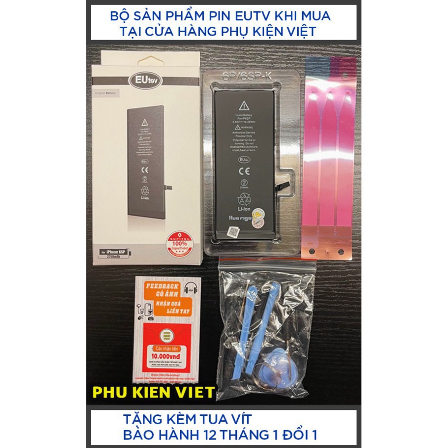 Pin iPhone Eutev Chính Hãng 4s,5,5s,5c,6,6s,6plus,6splus,7,7plus,8,8plus, X pin gắn trong trong - bảo hành 12 tháng