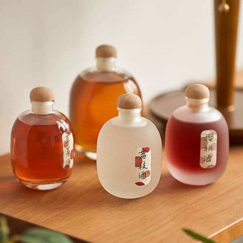 SET 2 BÌNH THỦY TINH ĐỰNG RƯỢU, MẬT ONG