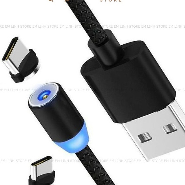 Cáp sạc Thế Hệ Mới từ tính hút nam châm đầu micro usb,type C và IP360 có led Siêu Bắt Mắt