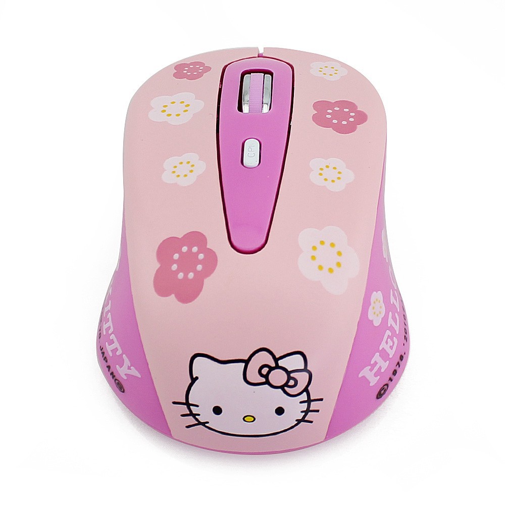 Chuột Quang Chơi Game Không Dây 2.4ghz Hình Hello Kitty Màu Hồng