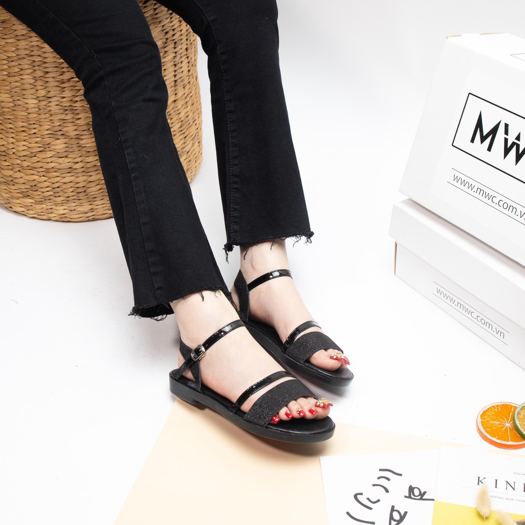 Giày sandal nữ quai kim tuyến cách điệu MWC NUSD- 2664