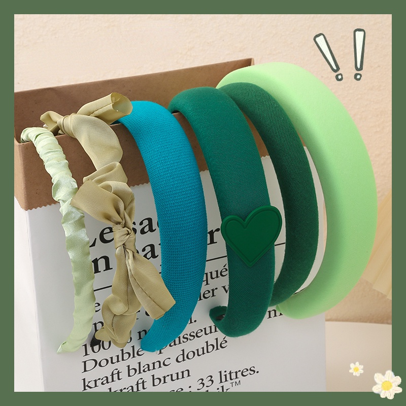 Băng Đô Cài Tóc Đa Năng Màu Xanh Lá Thời Trang Mùa Hè Cho Nữ