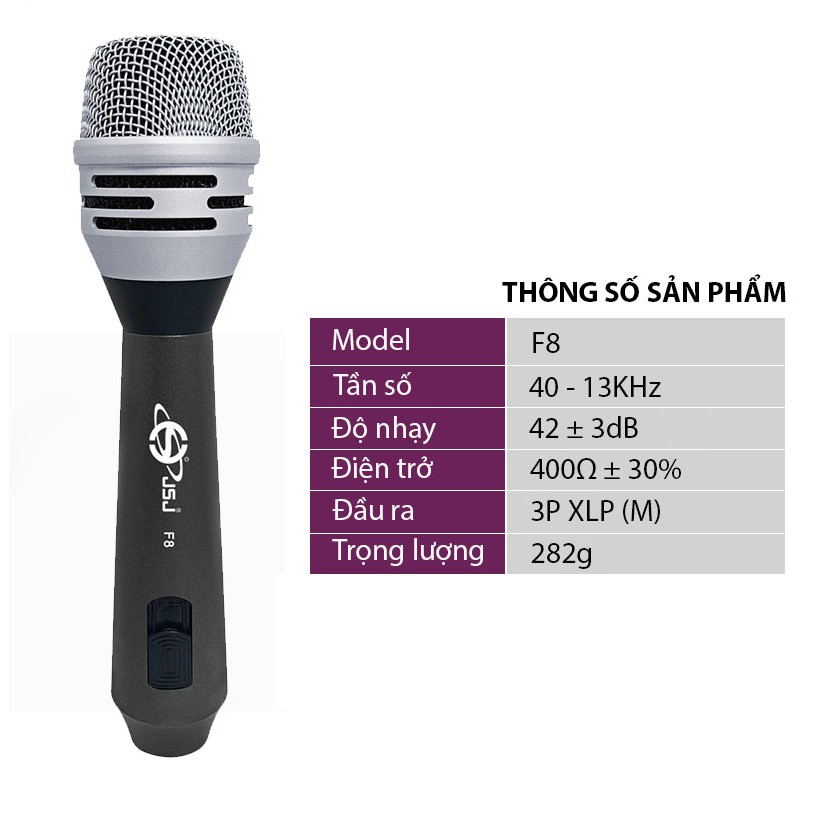 Micro karaoke có dây JSJ F8 vẻ ngoài quý phái thanh lịch thiết kế hợp kim nhôm cao cấp chống mài mòn