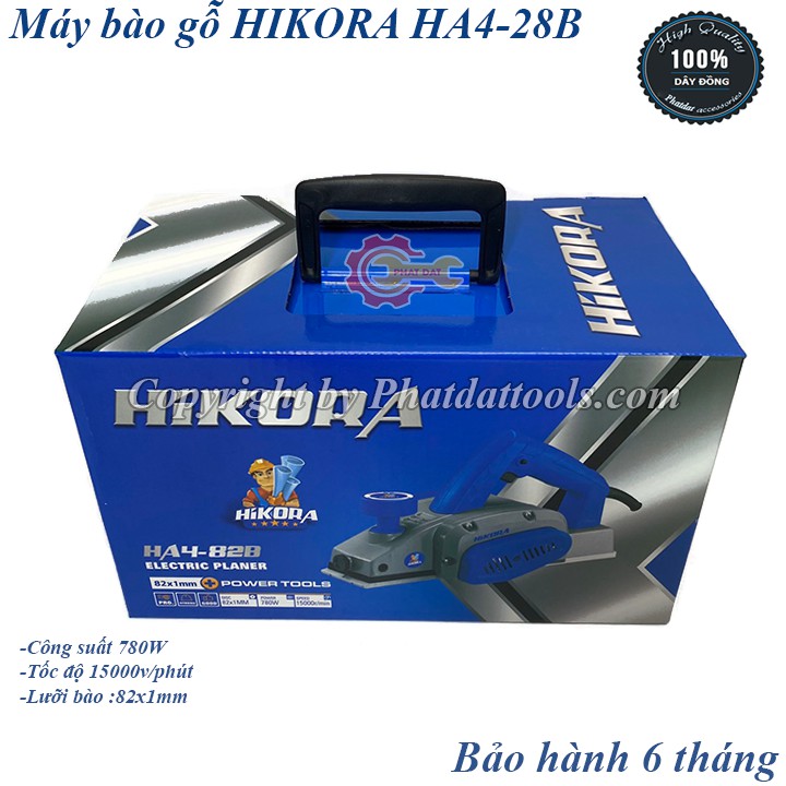 Máy bào gỗ HIKORA HA4-28B-Công suất 780W-Khung vỏ máy bằng nhôm đúc-Bảo hành 6  tháng