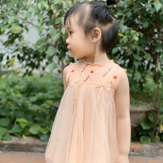 [Xả kho thanh lý] Đầm công chúa cho bé gái tim nơ [0-4 tuổi]