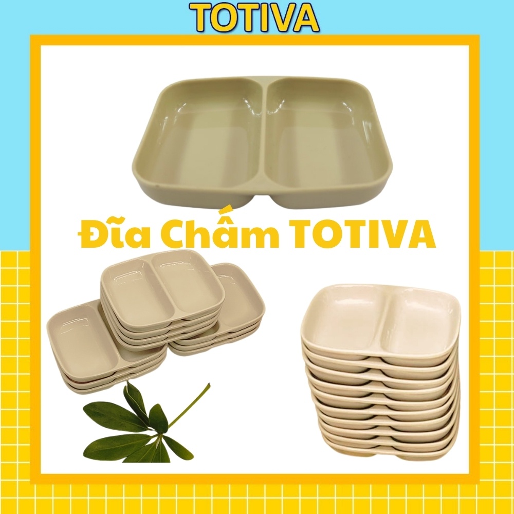 Đĩa đựng nước chấm Totiva Đĩa chấm phíp 2 ngăn Việt Nhật, bát đựng gia vị nước chấm, đĩa đựng gia vị 2 ngăn mini nhỏ gọn