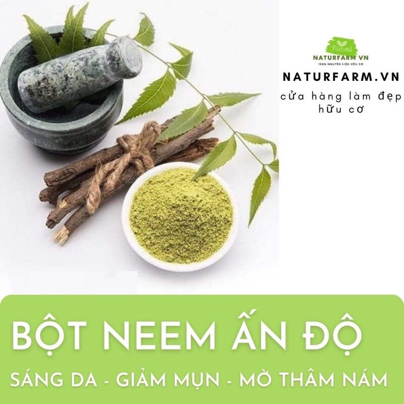 [ Nguyên chất Organic 100%] Bột lá Neem Ấn Độ NATURFARM 100GR - Mỹ phẩm Handmade