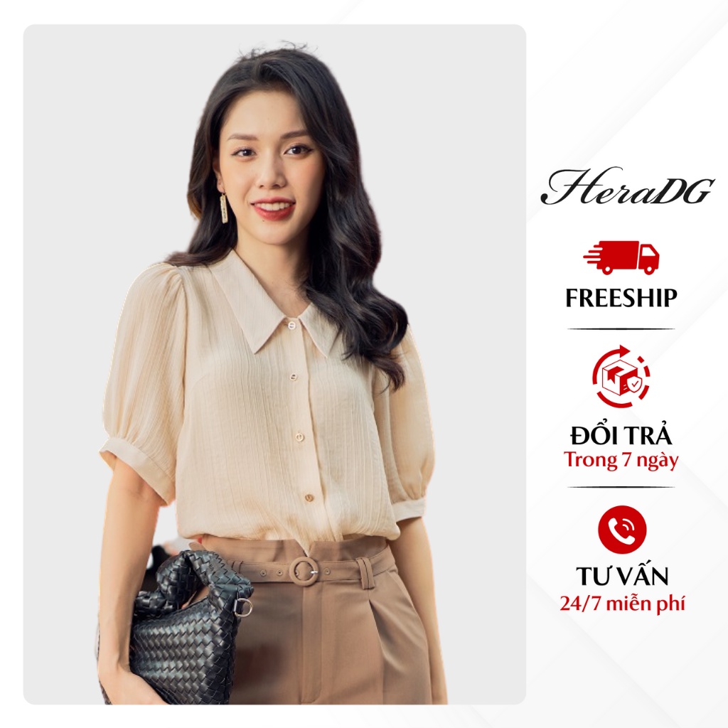 Áo Sơ Mi Công Sở Nữ HeraDG Dáng Suông Tay Bồng Với Màu Sắc Tinh Tế, Chất Vải Chiffon Cao Cấp SAKBA080
