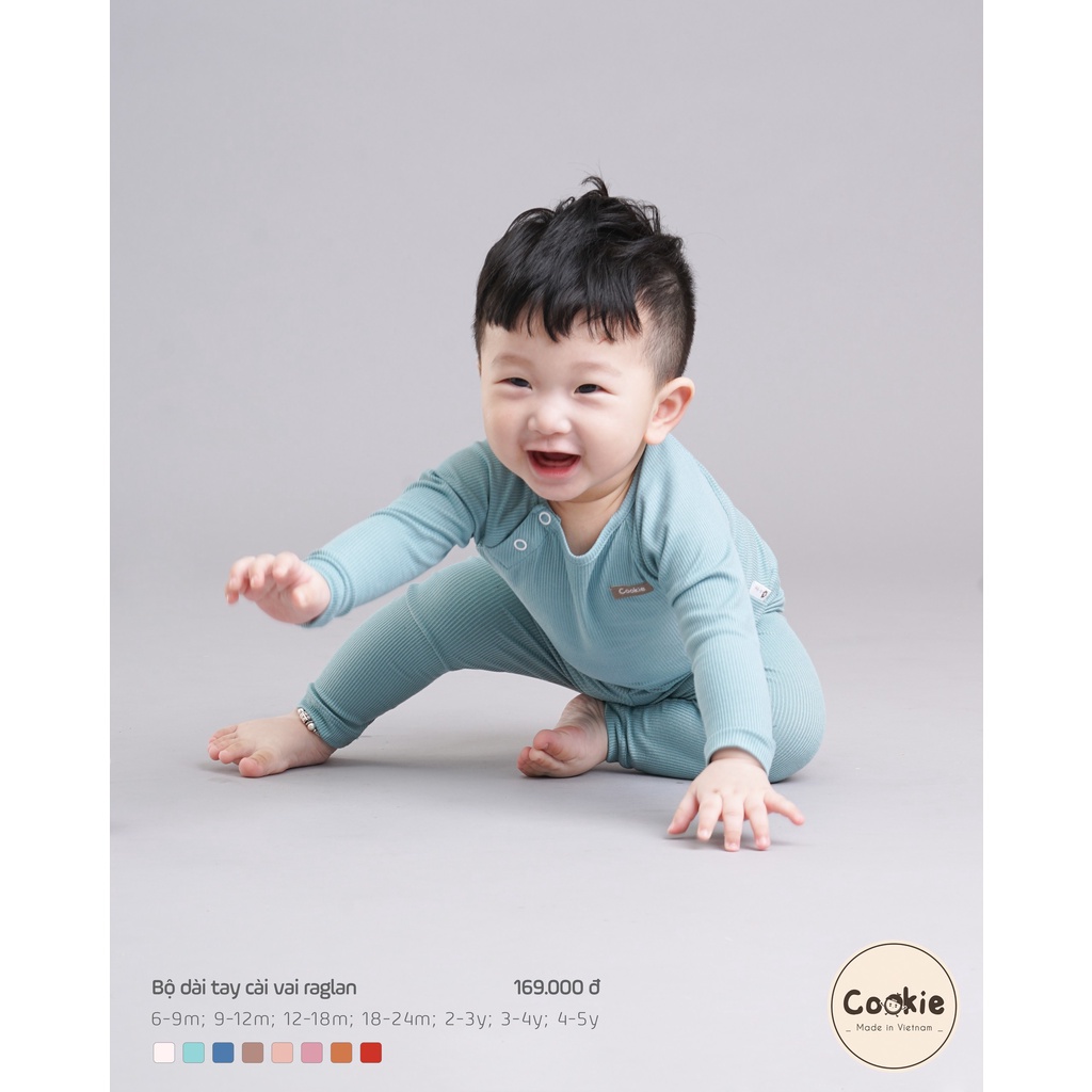 COOKIE Bộ raglan cho bé chất liệu tăm sợi tự nhiên an toàn cho da