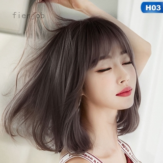 Fierjob Bob Wigs Tow Tones Short Straight Wigs for Women Dark Root to Honey Brown Hair Synthetic Wigs
