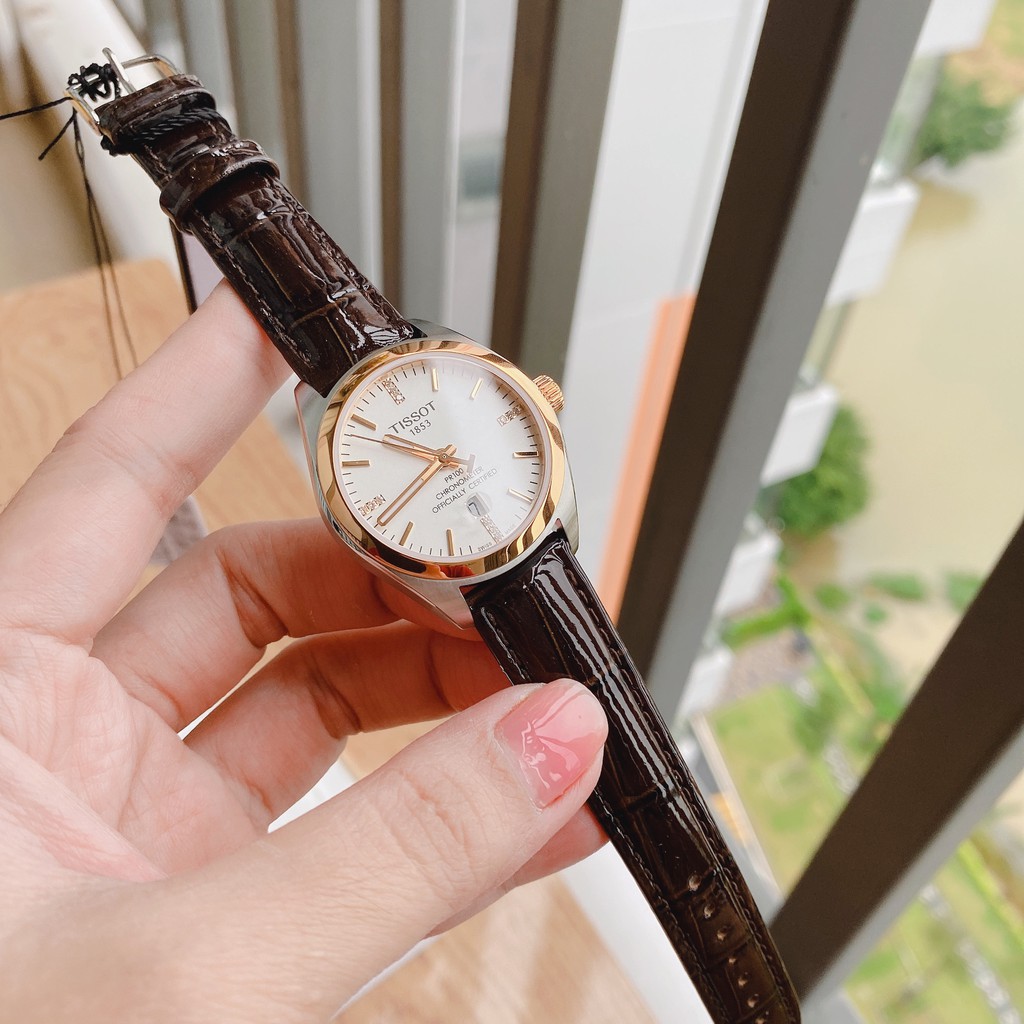 Đồng hồ nữ chính hãng Tissot T101.251.26.036.00 - máy quartz pin Thụy Sĩ - Kính Sapphire - Dây da thật