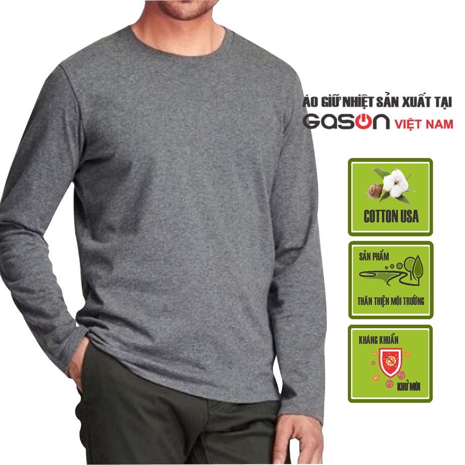 Áo giữ nhiệt cotton cao cấp cổ tròn tay dài Gason 501
