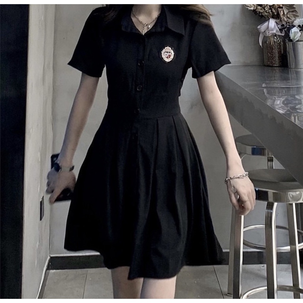 ĐẦM CỔ SƠ MI ĐEN CUT OUT CỘT NƠ LƯNG XIN XẮN DIVIA DRESS | BigBuy360 - bigbuy360.vn