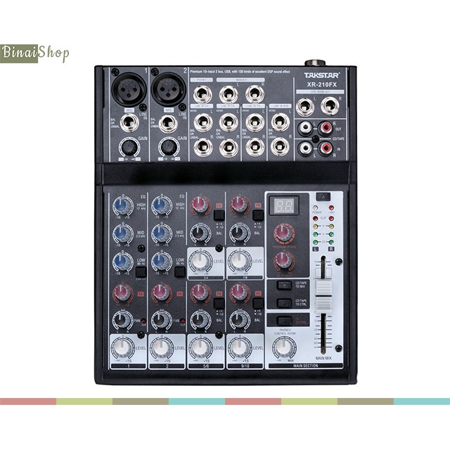 [Mã ELHACE giảm 4% đơn 300K] Mixer thu âm USB 10 cổng có effect Takstar XR-210FX