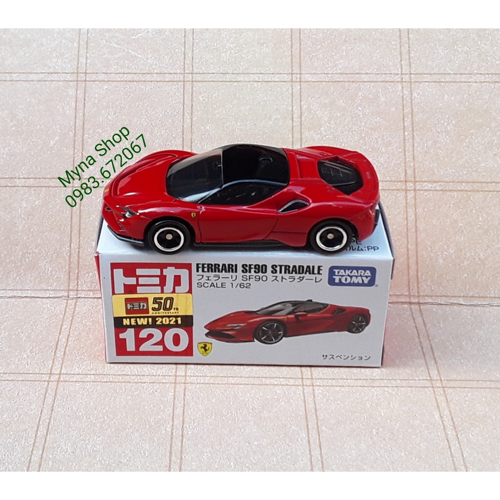 Đồ chơi mô hình tĩnh xe tomica không hộp, Ferrari, SF90 Stradale (đỏ)