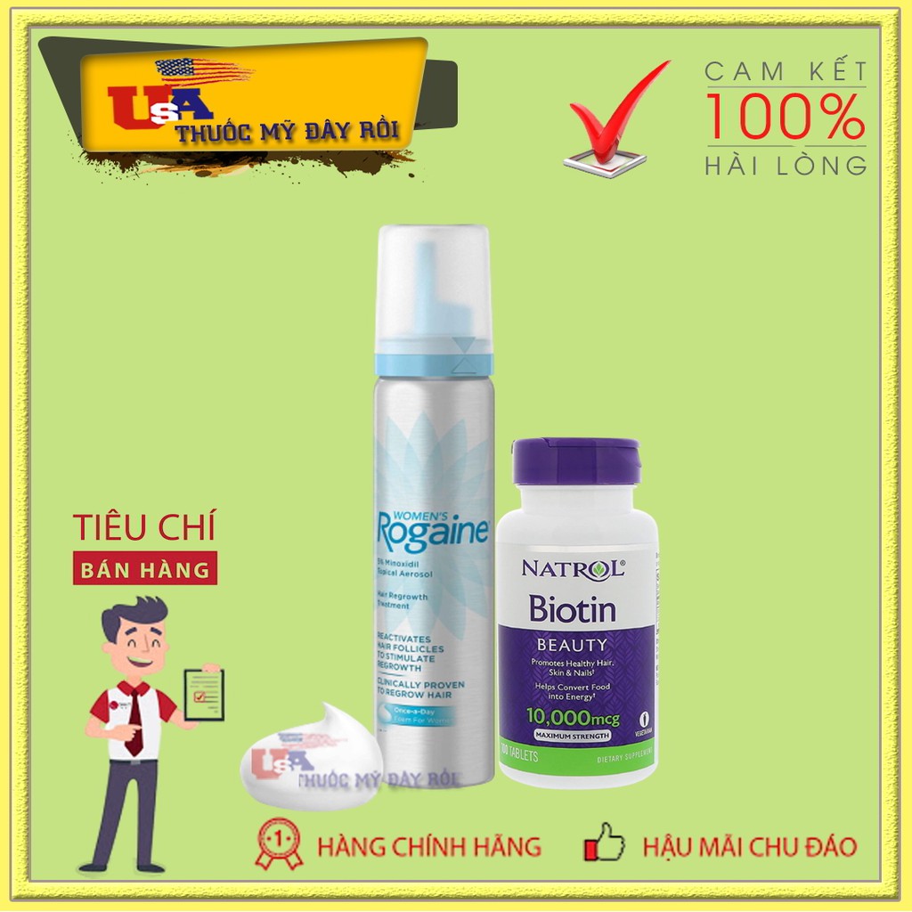 Dung Dịch Mọc Tóc, Lông Mày Rogaine Minoxidil 5% Dành Cho Nữ Dạng Bọt Mau Khô + Biotin