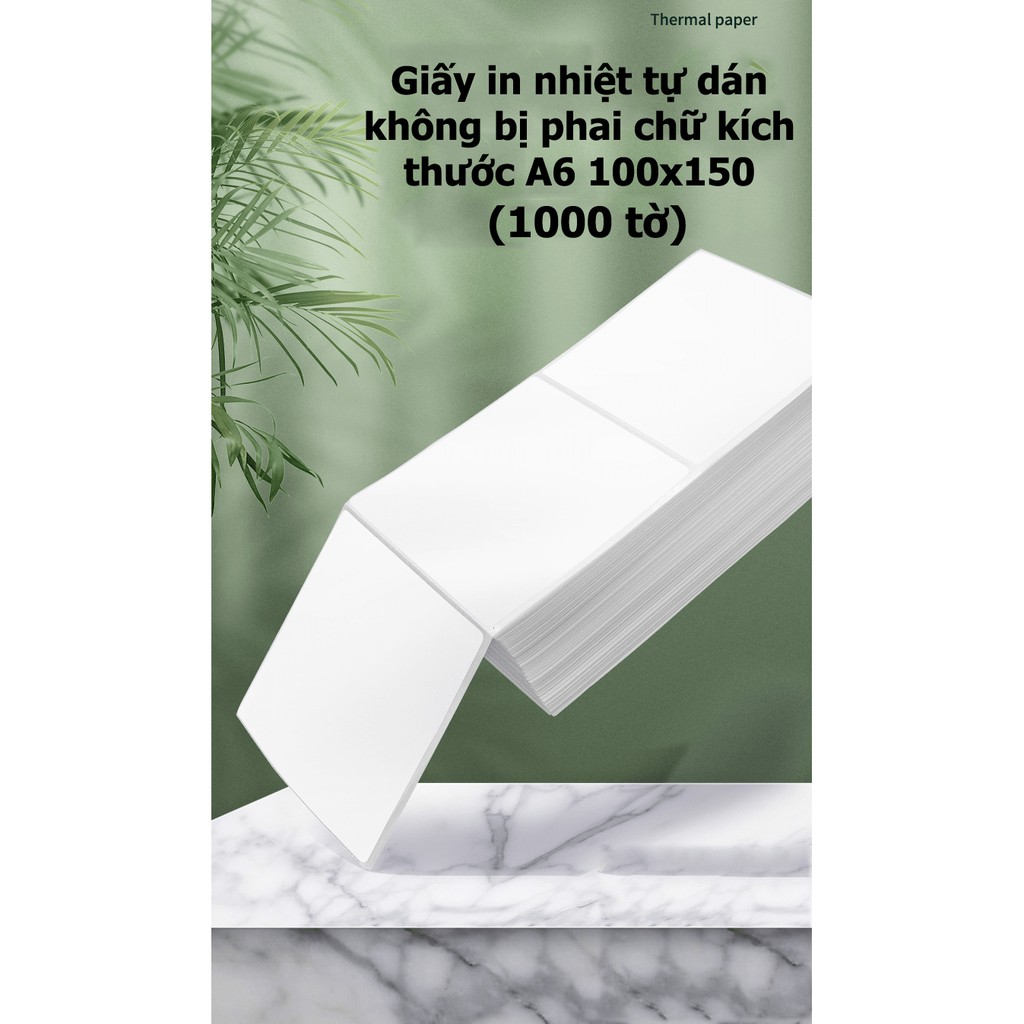 Giấy in nhiệt tự dán không bị phai chữ kích thước A6 100x150 (1000 tờ)