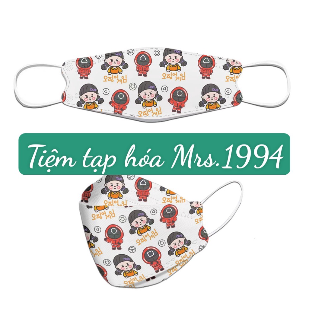<Họa tiết - TRÒ CHƠI CON MỰC> Set 10 cái Khẩu trang KF94 - 4 lớp người lớn - trẻ em