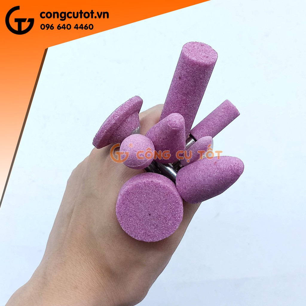 Bộ 8 Đá cà lem hồng trục cốt 6 ly để mài khuôn