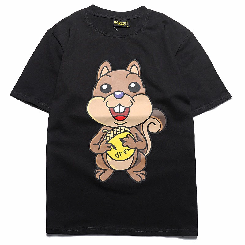 Áo Phông DREW Form Rộng Basic, Áo Thun Tay Lỡ Nam Nữ Unisex Chất Liệu Cotton Họa Tiết Con Sóc