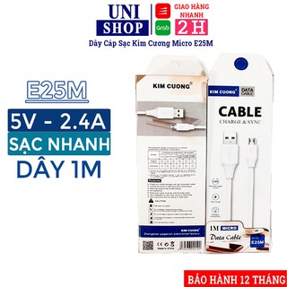 Cáp sạc samsung micro đầu cắm Micro/Type-C, Kim cương e25M, hàng chính hãng bảo hành 12 tháng
