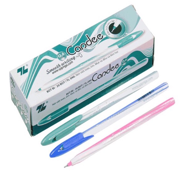 ( 1 Hộp 20 Cây ) Bút Bi TL090 Ngòi 0.6mm ( Mực Xanh ) Thiên Long ( Vỏ Bút Có Nhiều Màu ) Camshop