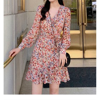 Đầm hoa nhí đắp chéo