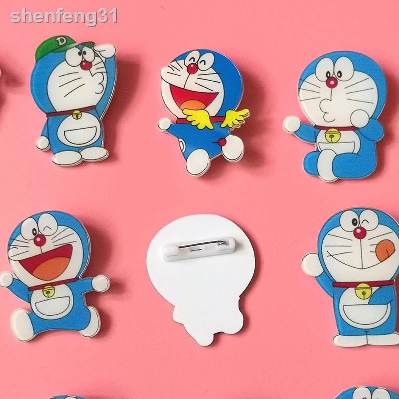 Set 12 Huy Hiệu Cài Áo Hình Mèo Máy Doraemon Dễ Thương