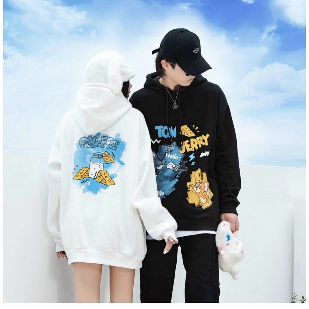 ÁO KHOÁC HOODIE NAM NỮ VẢI NỈ POLY UNISEX NAM NỮ, TOM JERRY | BigBuy360 - bigbuy360.vn