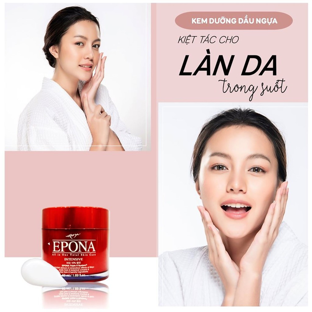 Kem Dưỡng Da Sáng Da, Chống Lão Hóa Chiết Xuất Dầu Ngựa Epona All In One Total Skin Care Intensive 50ml - Đỏ