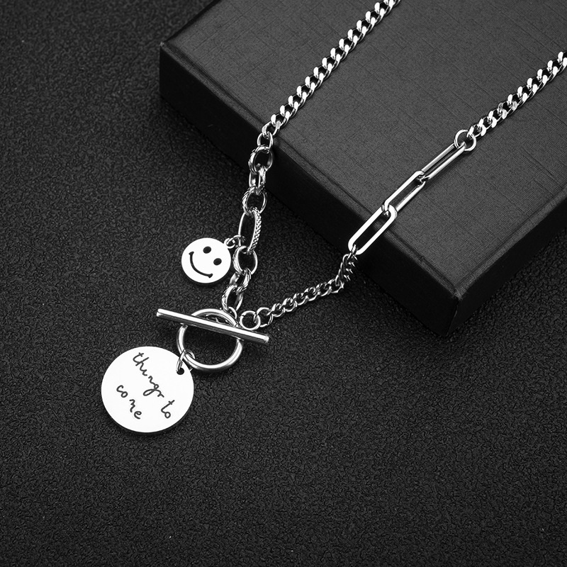 Dây Chuyền Nữ Titan Không Gỉ Thing To Me Phối Mặt Cười Nhỏ Phong Cách Cá Tính