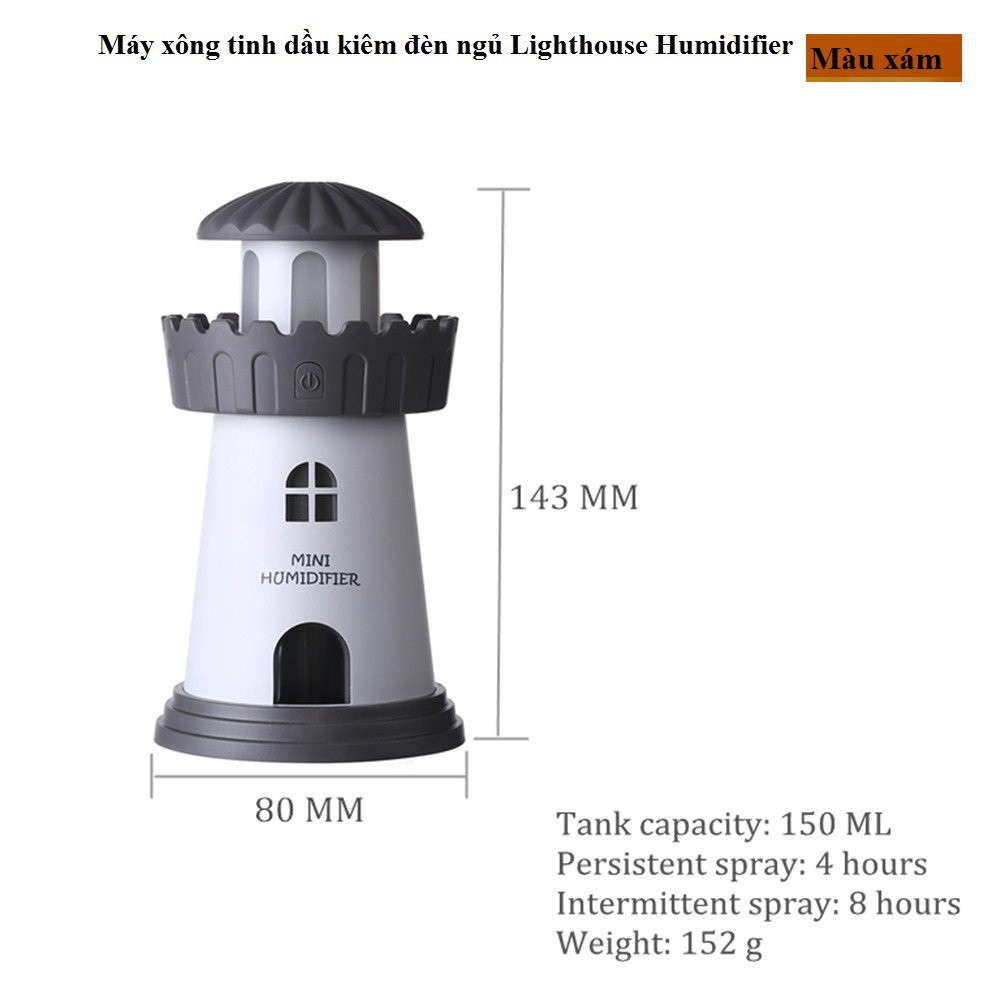 Máy xông tinh dầu Lighthouse Humidifier (Grey) - H_Shop_VN