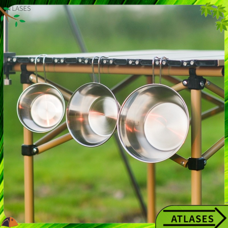 Bộ 3 Bát Inox Cắm Trại Di Động BBQ Gấp Gọn Cốc Leo Núi Dã Ngoại Nồi Atlases~